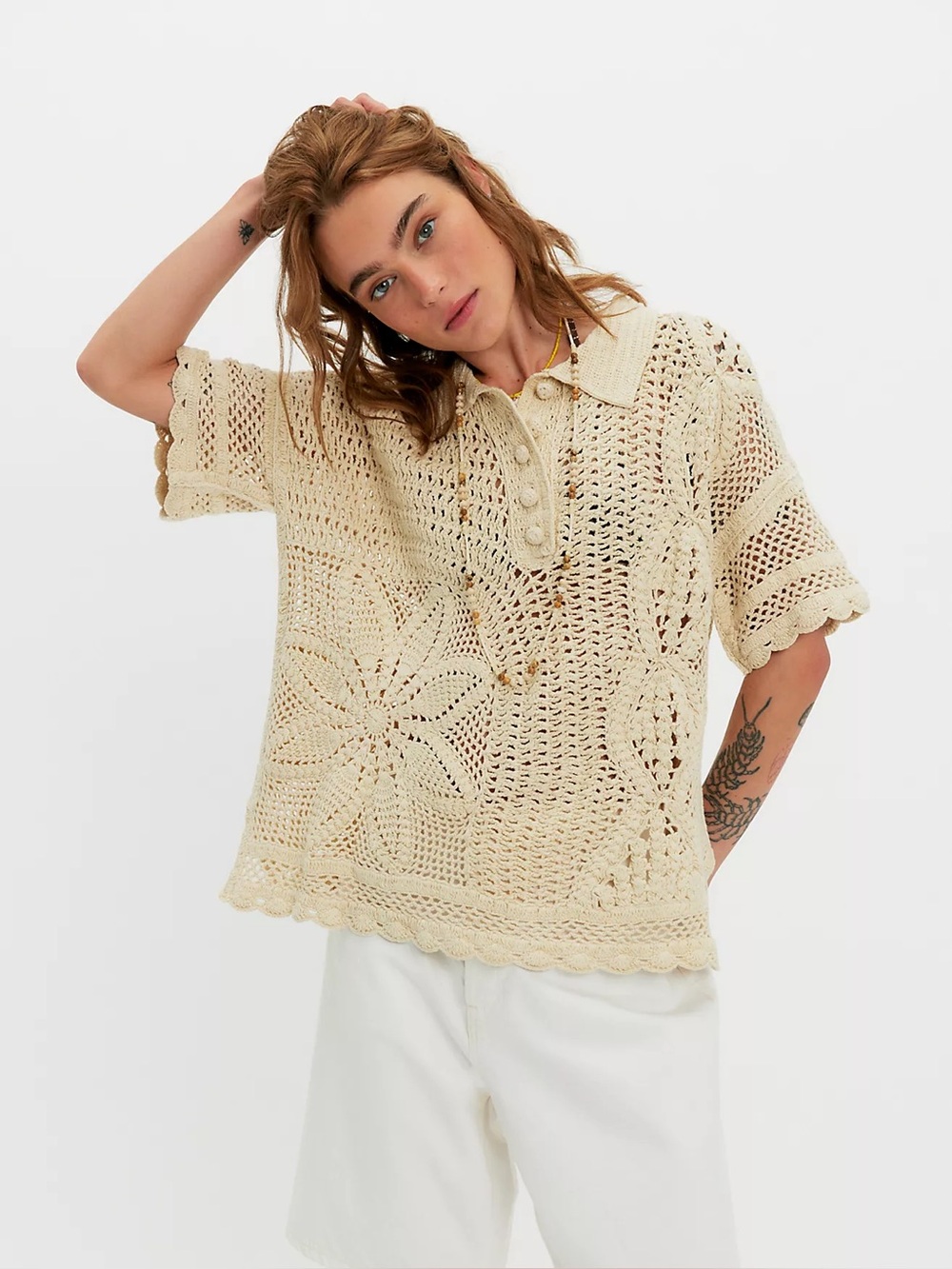 Free people We The Free Dahlia Crochet Polo